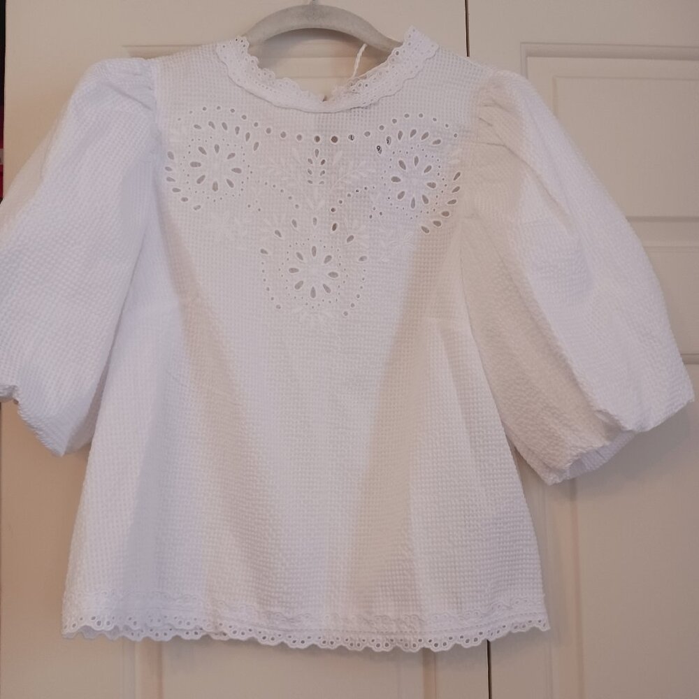Zara white cutout cotton blend top
